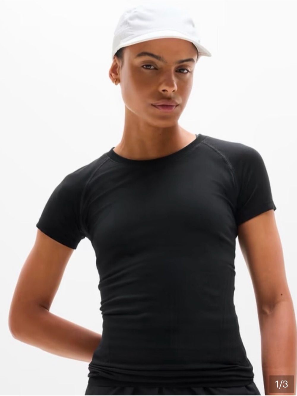* Athleta Momentum Black Women's Short-Sleeve Tee SZ Medium * - Picture 3 of 9
